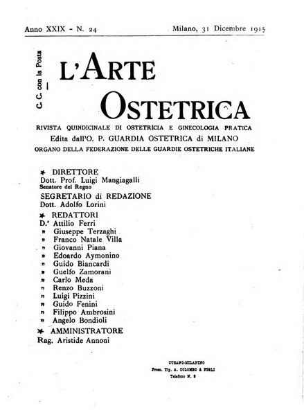 Arte ostetrica giornale per i medici e per le levatrici