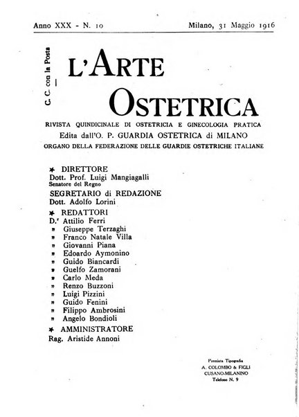 Arte ostetrica giornale per i medici e per le levatrici