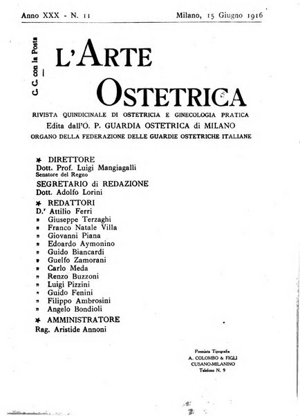 Arte ostetrica giornale per i medici e per le levatrici