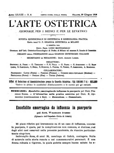 Arte ostetrica giornale per i medici e per le levatrici