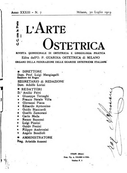 Arte ostetrica giornale per i medici e per le levatrici