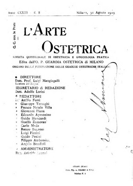 Arte ostetrica giornale per i medici e per le levatrici