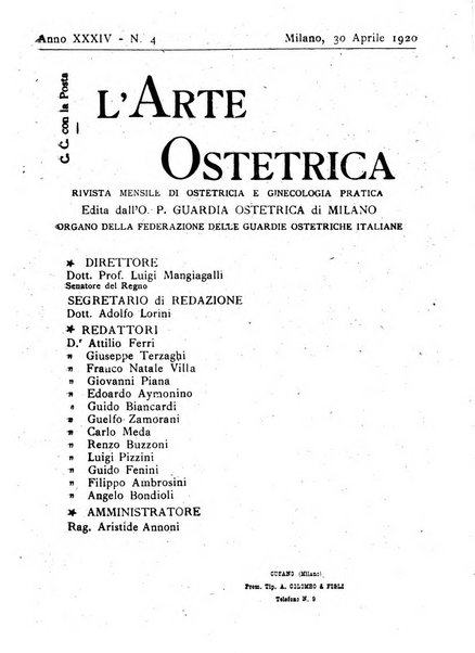 Arte ostetrica giornale per i medici e per le levatrici