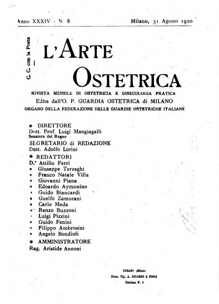 Arte ostetrica giornale per i medici e per le levatrici