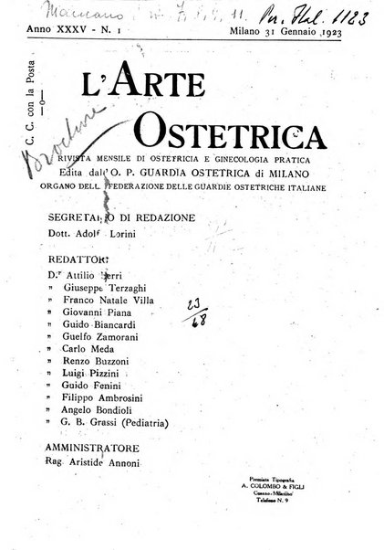 Arte ostetrica giornale per i medici e per le levatrici