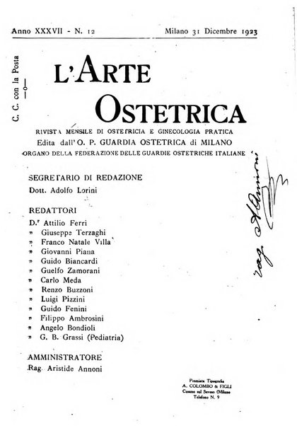 Arte ostetrica giornale per i medici e per le levatrici