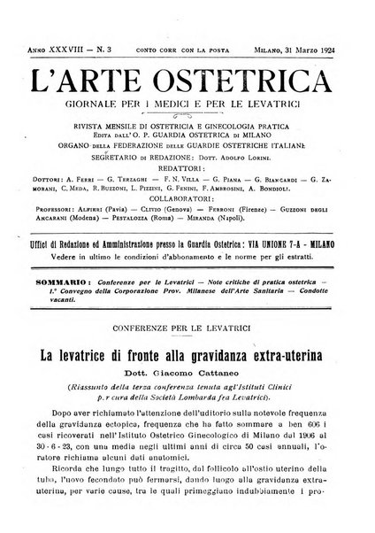 Arte ostetrica giornale per i medici e per le levatrici