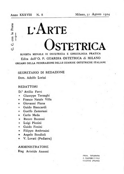 Arte ostetrica giornale per i medici e per le levatrici