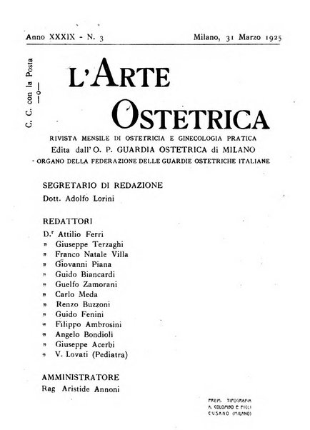 Arte ostetrica giornale per i medici e per le levatrici