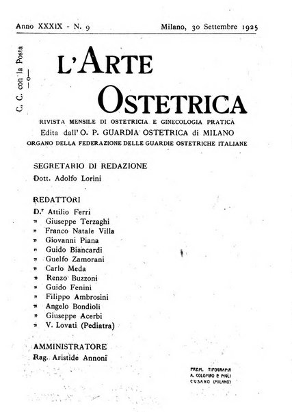 Arte ostetrica giornale per i medici e per le levatrici