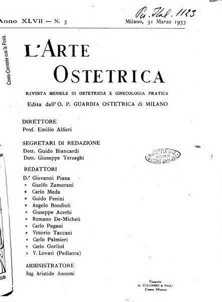 Arte ostetrica giornale per i medici e per le levatrici