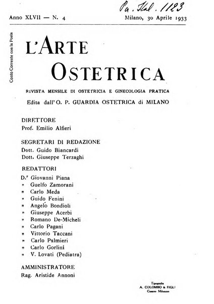 Arte ostetrica giornale per i medici e per le levatrici