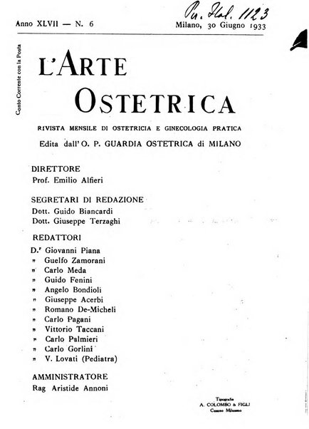 Arte ostetrica giornale per i medici e per le levatrici