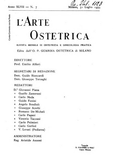 Arte ostetrica giornale per i medici e per le levatrici