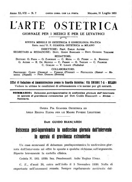 Arte ostetrica giornale per i medici e per le levatrici