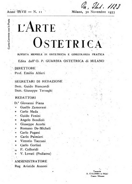 Arte ostetrica giornale per i medici e per le levatrici