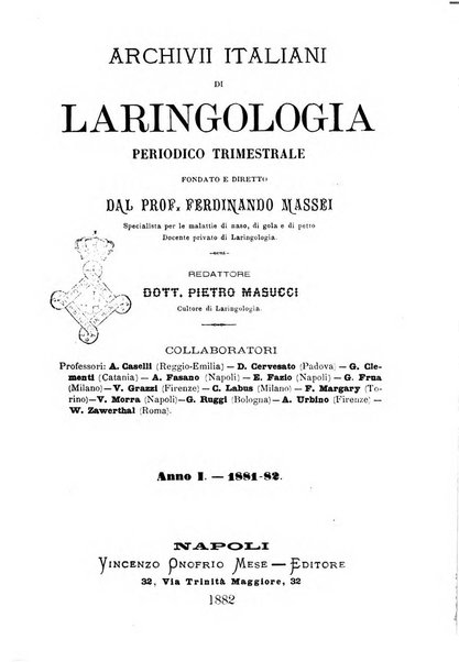 Archivii italiani di laringologia periodico trimestrale