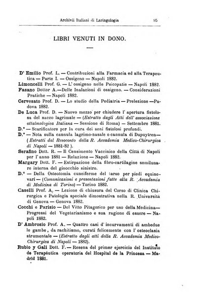 Archivii italiani di laringologia periodico trimestrale