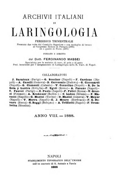 Archivii italiani di laringologia periodico trimestrale