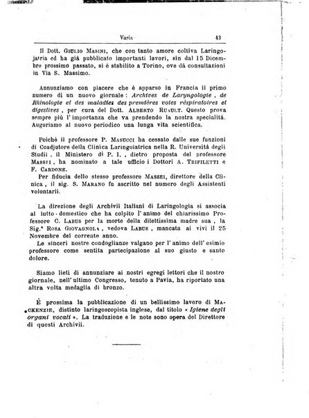 Archivii italiani di laringologia periodico trimestrale