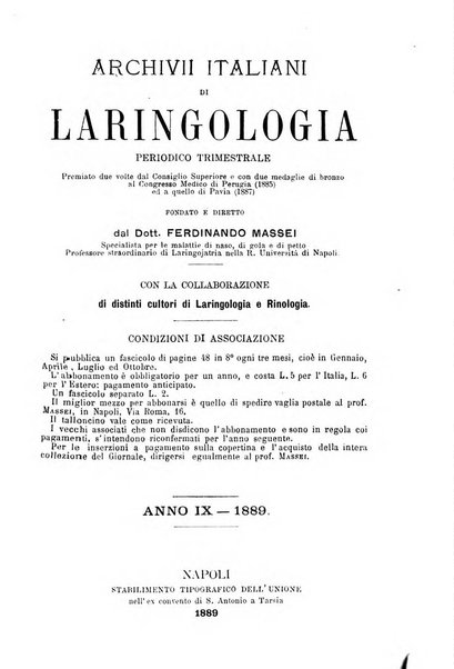 Archivii italiani di laringologia periodico trimestrale