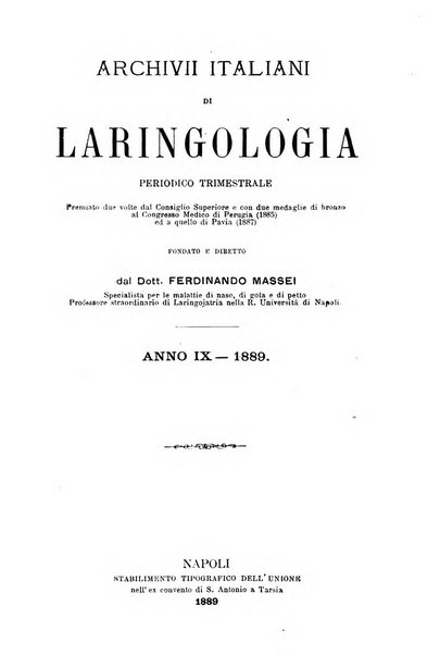 Archivii italiani di laringologia periodico trimestrale