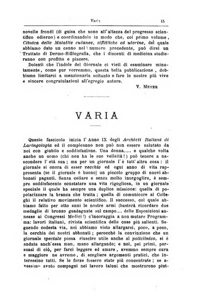 Archivii italiani di laringologia periodico trimestrale