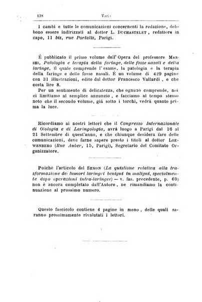 Archivii italiani di laringologia periodico trimestrale