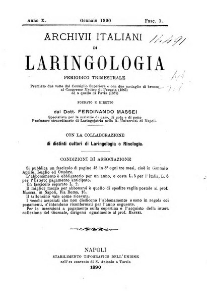 Archivii italiani di laringologia periodico trimestrale