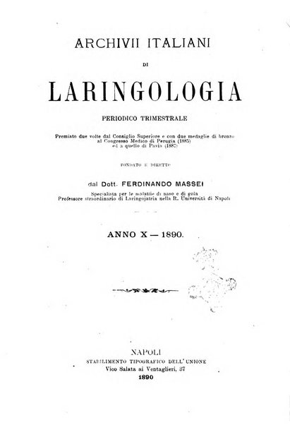 Archivii italiani di laringologia periodico trimestrale