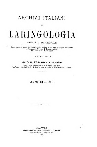 Archivii italiani di laringologia periodico trimestrale