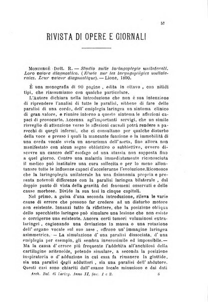 Archivii italiani di laringologia periodico trimestrale