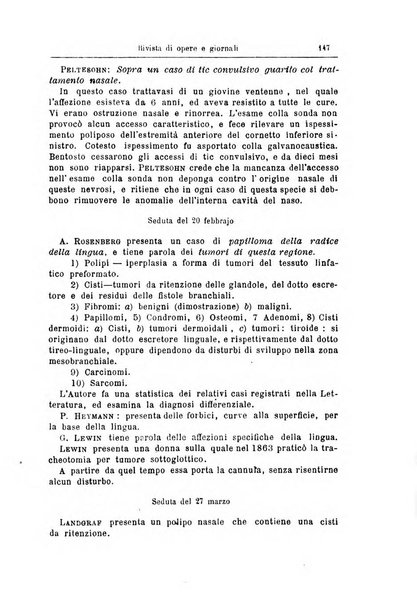 Archivii italiani di laringologia periodico trimestrale