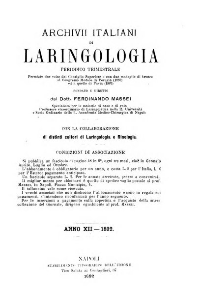 Archivii italiani di laringologia periodico trimestrale