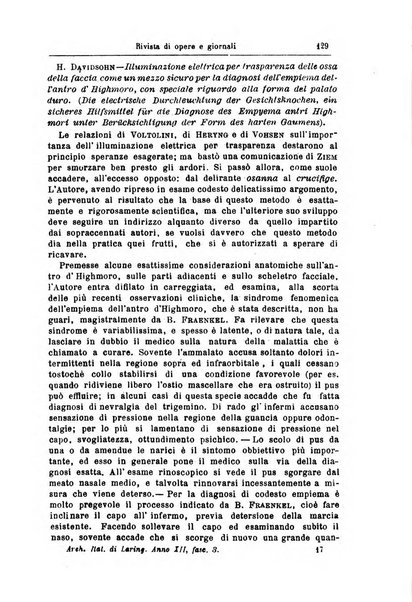 Archivii italiani di laringologia periodico trimestrale