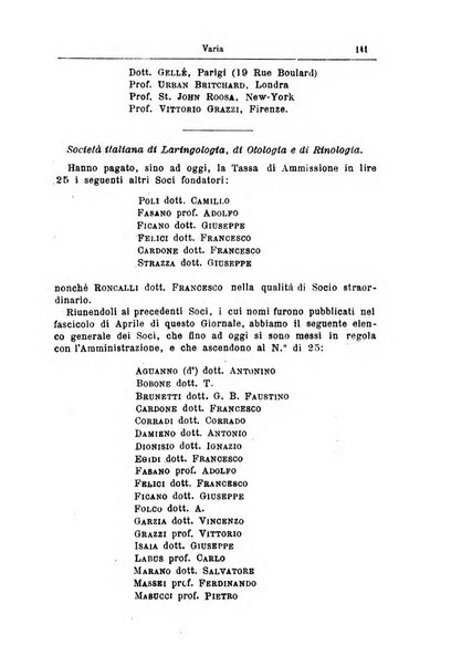 Archivii italiani di laringologia periodico trimestrale