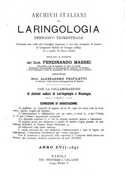 Archivii italiani di laringologia periodico trimestrale