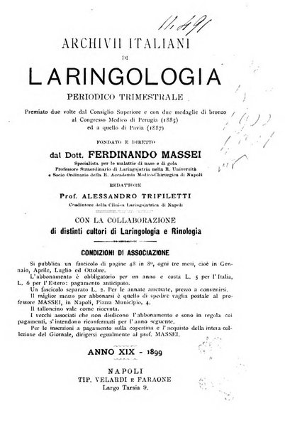 Archivii italiani di laringologia periodico trimestrale