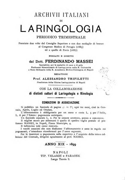 Archivii italiani di laringologia periodico trimestrale