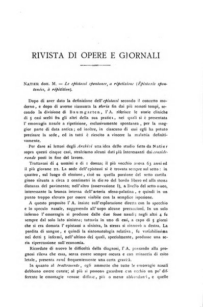 Archivii italiani di laringologia periodico trimestrale