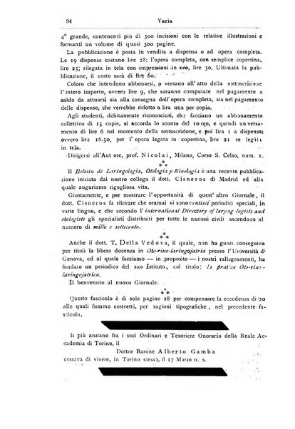 Archivii italiani di laringologia periodico trimestrale