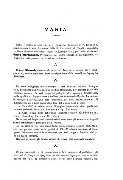 Archivii italiani di laringologia periodico trimestrale