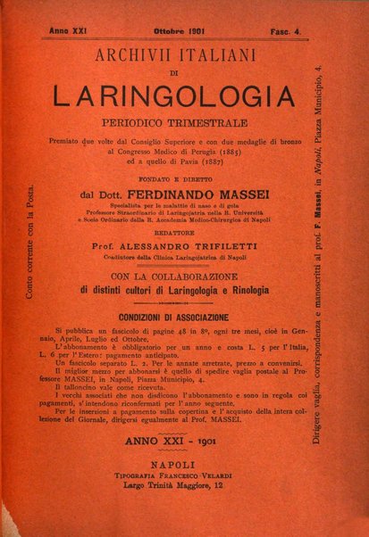 Archivii italiani di laringologia periodico trimestrale