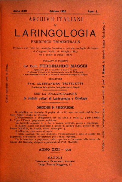 Archivii italiani di laringologia periodico trimestrale