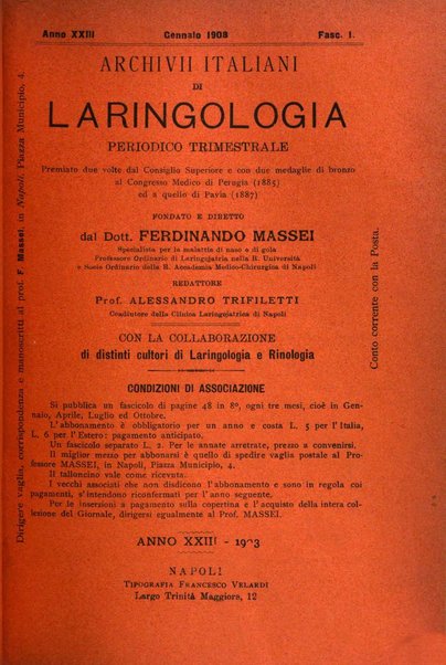 Archivii italiani di laringologia periodico trimestrale