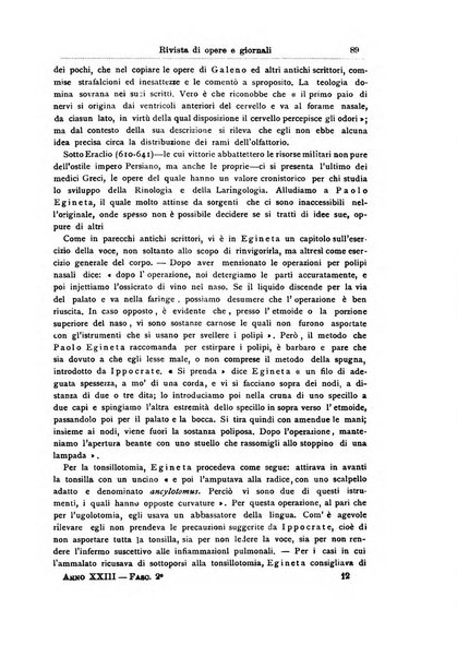 Archivii italiani di laringologia periodico trimestrale