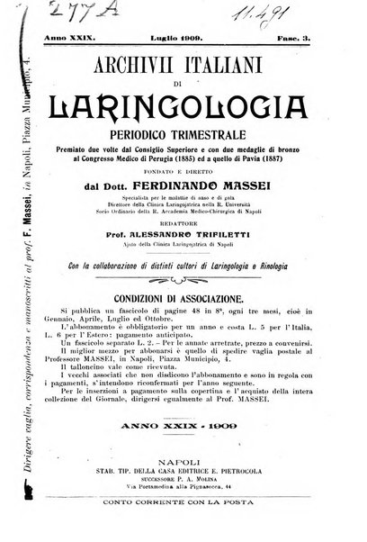 Archivii italiani di laringologia periodico trimestrale