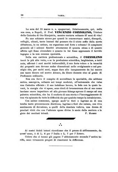 Archivii italiani di laringologia periodico trimestrale