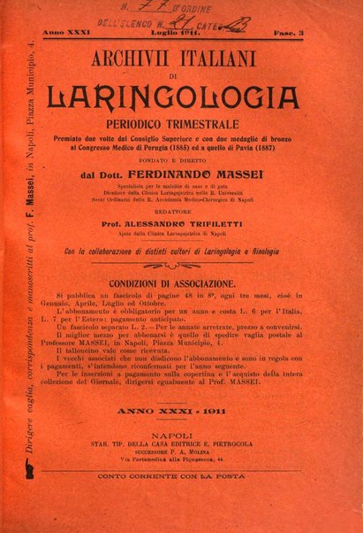 Archivii italiani di laringologia periodico trimestrale