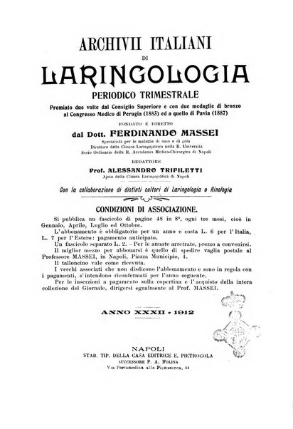 Archivii italiani di laringologia periodico trimestrale